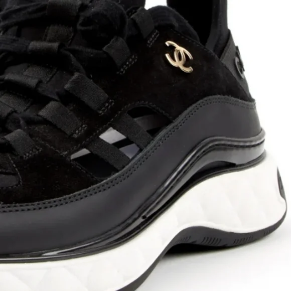 BNIB NWT AUTHENTIC CHANEL SUEDE VELVET Calfskin CC TRAINERS SNEAKERS Size 41 1/2 - Picture 6 of 17